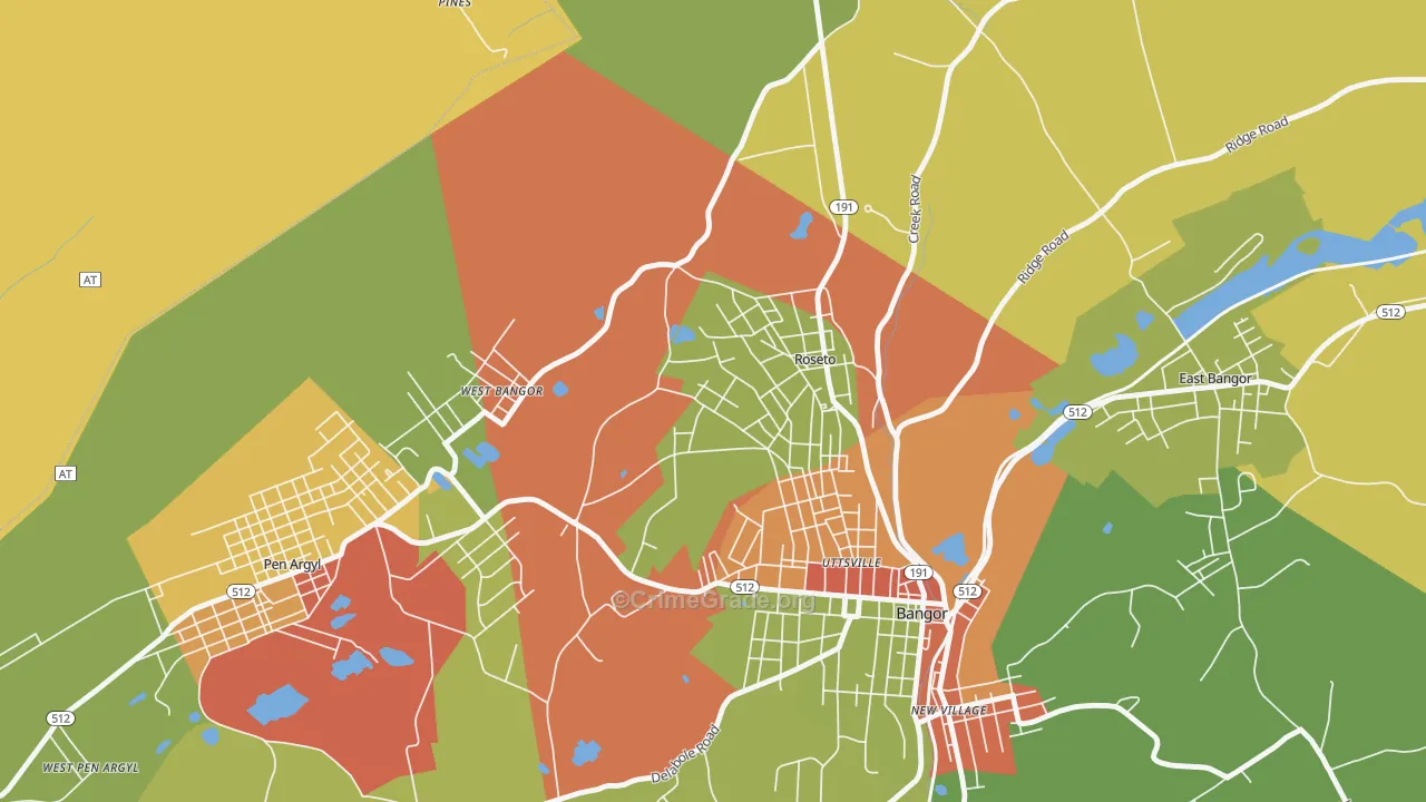Roseto, PA Map of Theft Rates