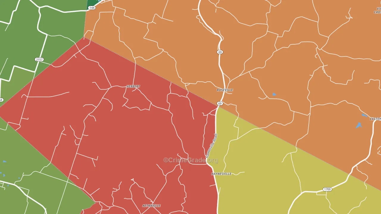 Roseville, KY Map of Theft Rates