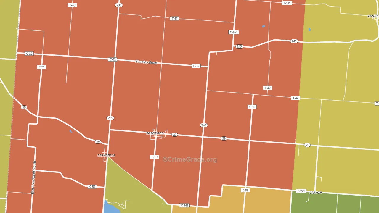 Rosewood, OH Map of Theft Rates