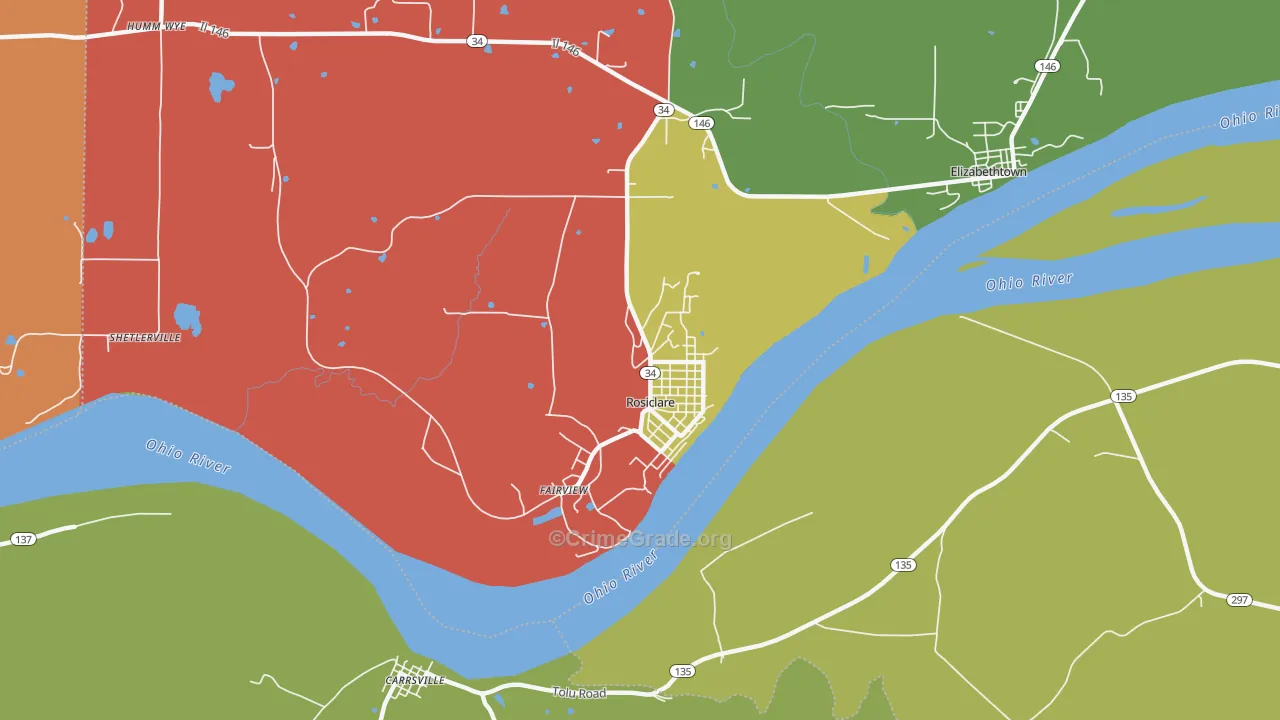 Rosiclare, IL Map of Theft Rates