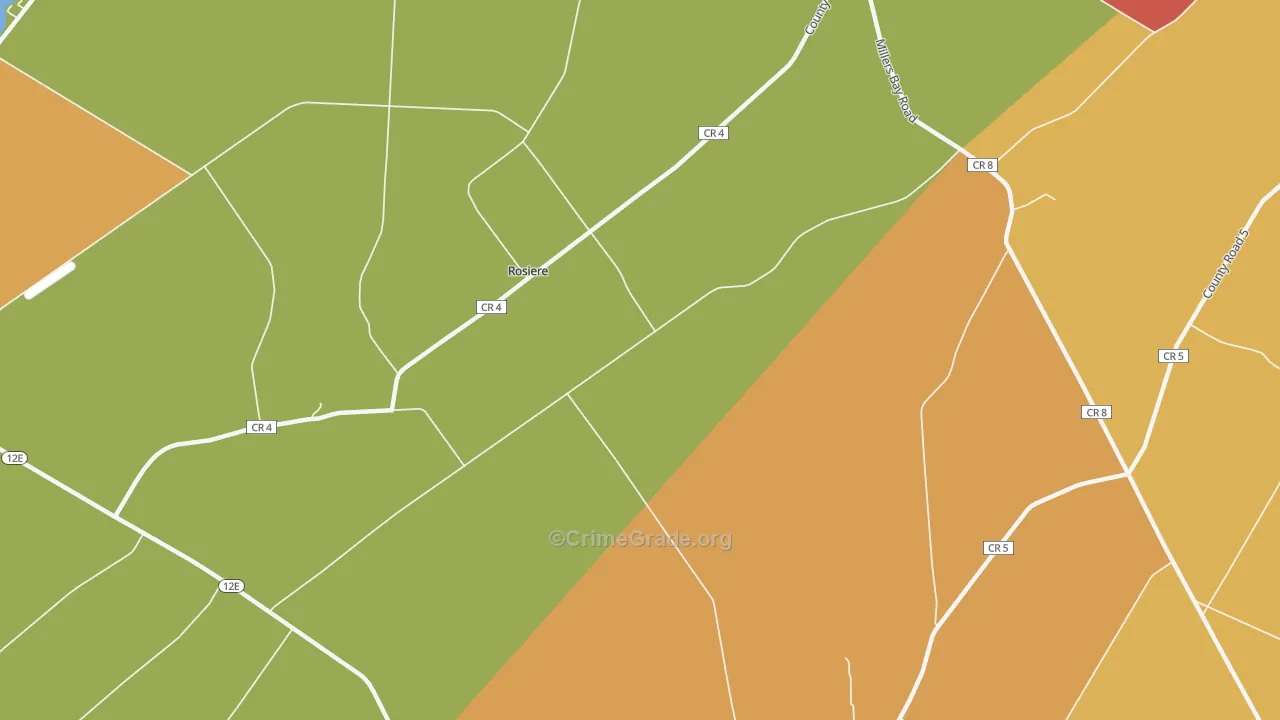 Rosiere, NY Map of Theft Rates