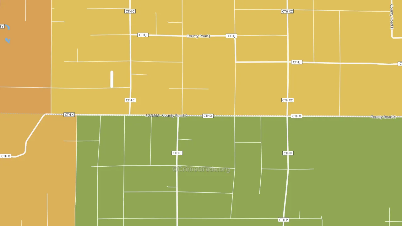 Rosiere, WI Map of Theft Rates