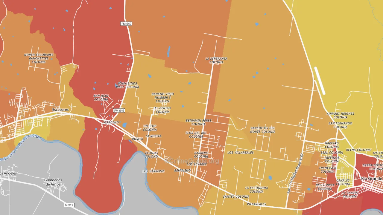 Rosita, TX Map of Theft Rates