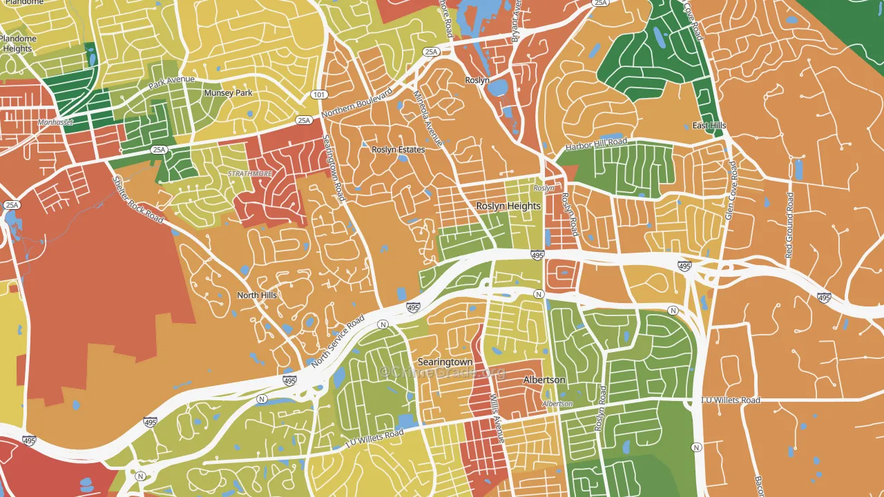 Roslyn, NY Map of Theft Rates