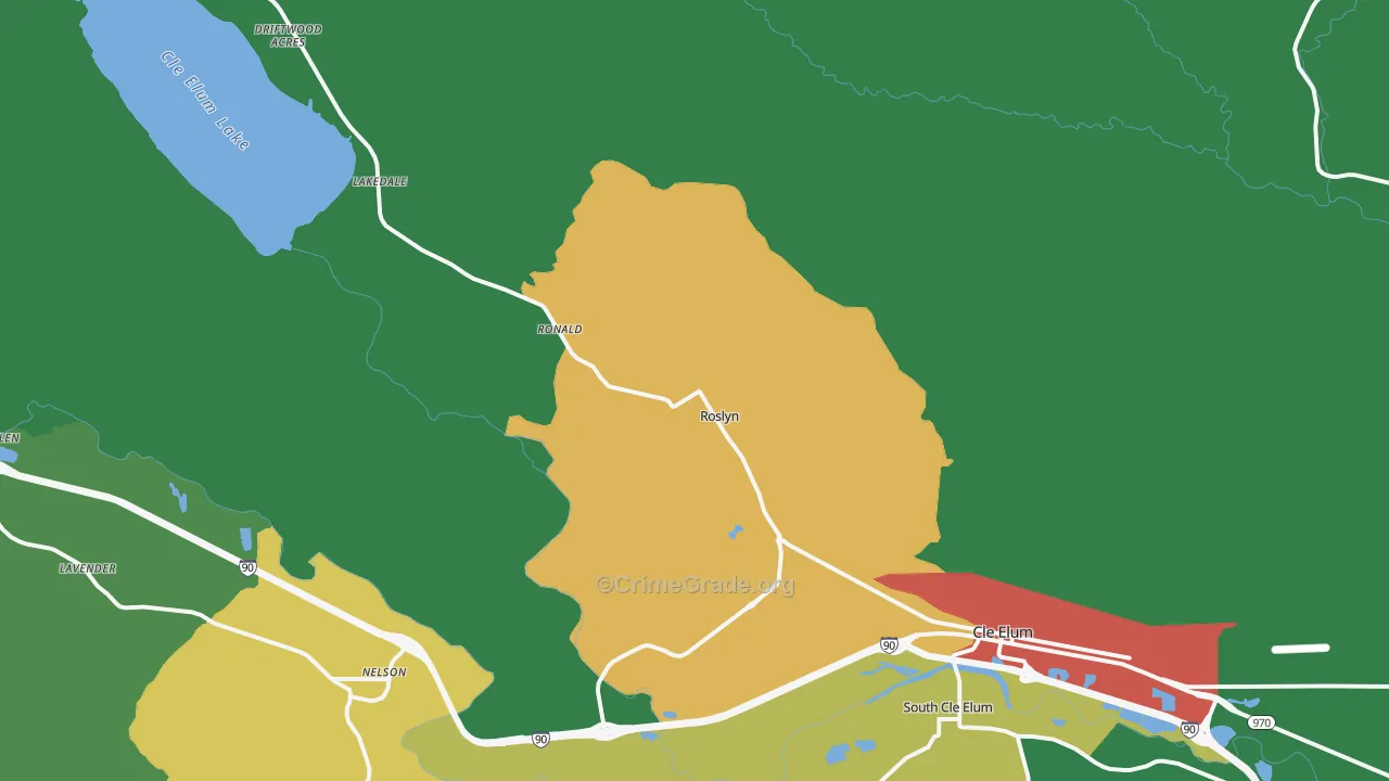 Roslyn, WA Map of Theft Rates