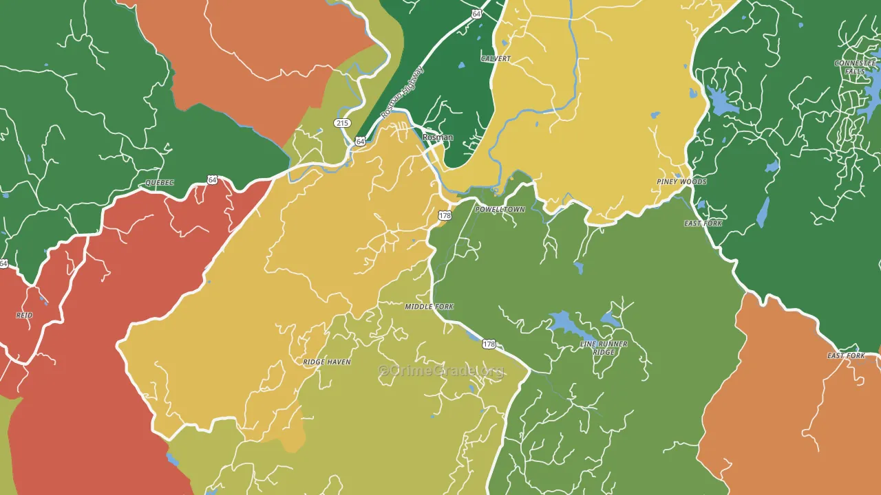 Rosman, NC Map of Theft Rates