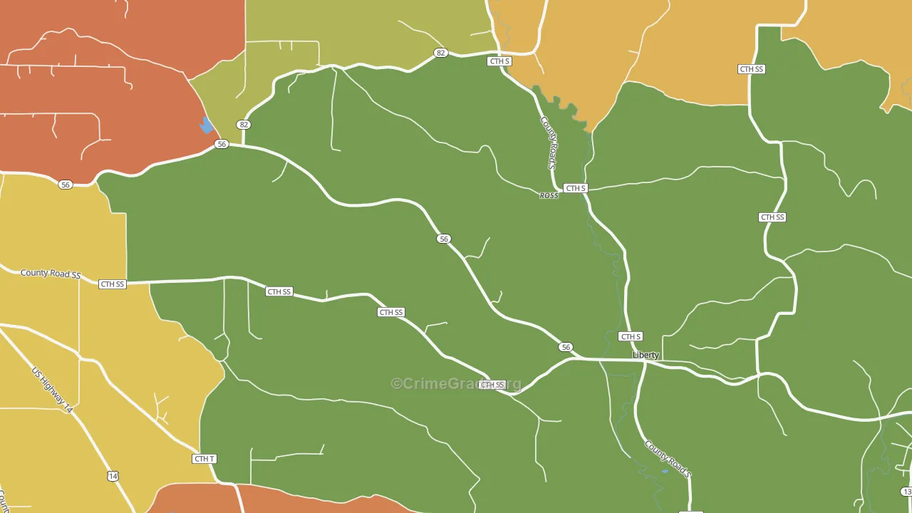 Ross, WI Map of Theft Rates