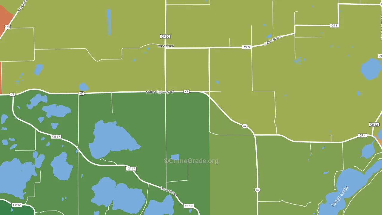 Rossburg, MN Map of Theft Rates