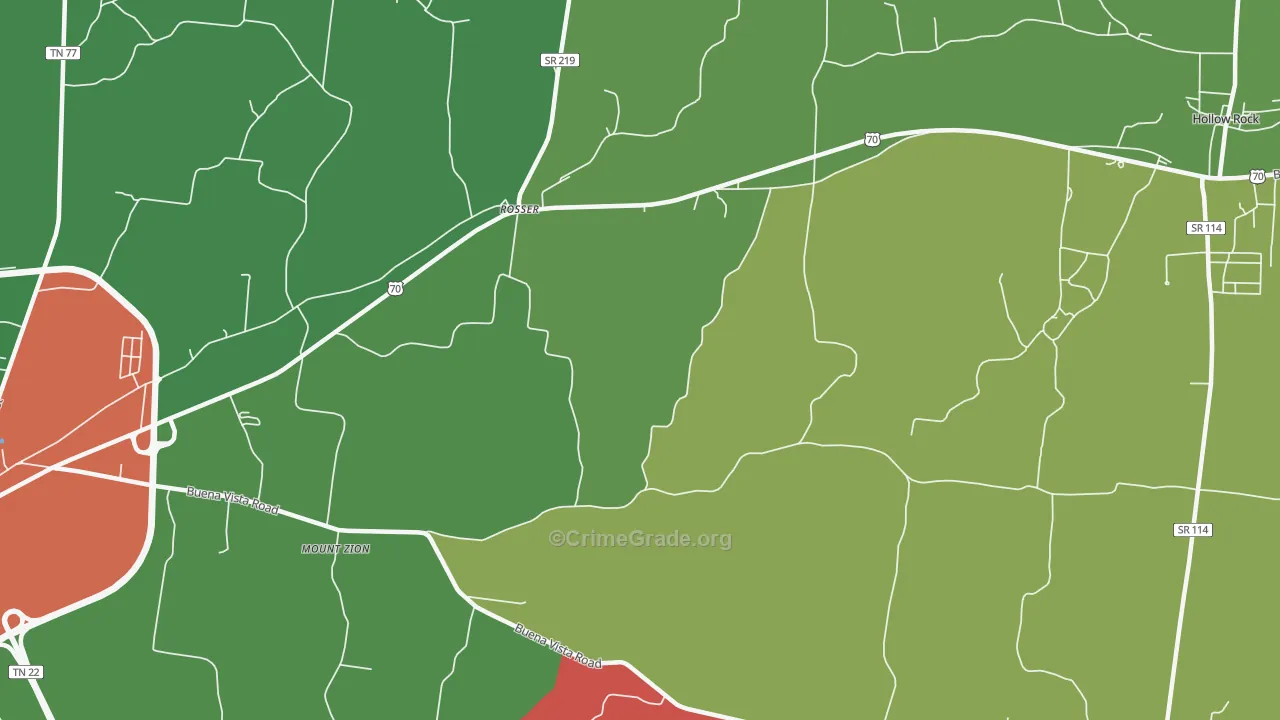 Rosser, TN Map of Theft Rates
