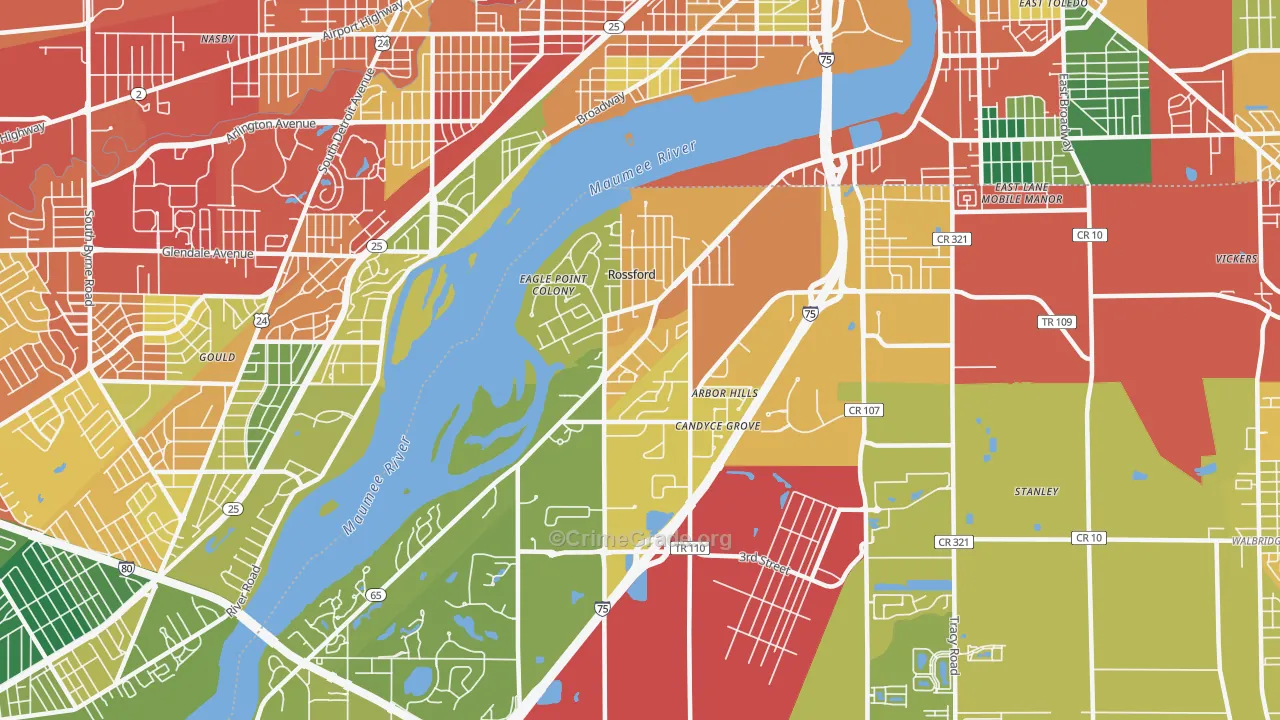 Rossford, OH Map of Theft Rates