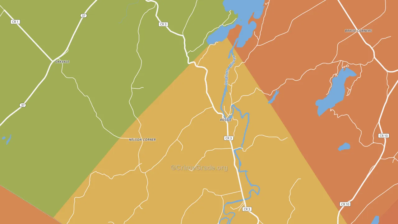 Rossie, NY Map of Theft Rates
