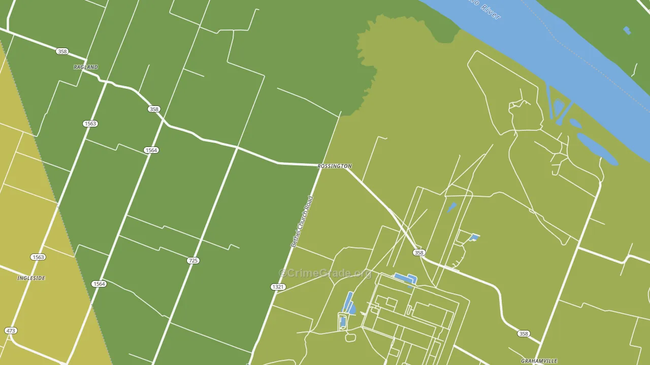Rossington, KY Map of Theft Rates