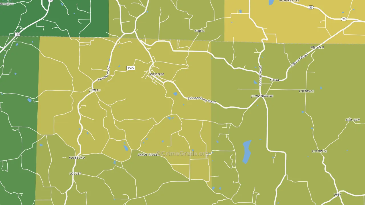 Rossiter, PA Map of Theft Rates