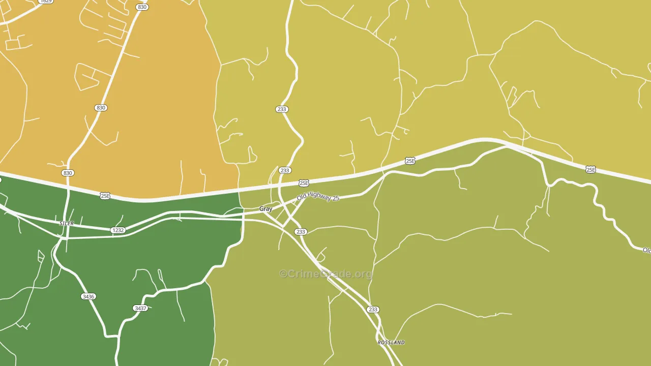 Rossland, KY Map of Theft Rates