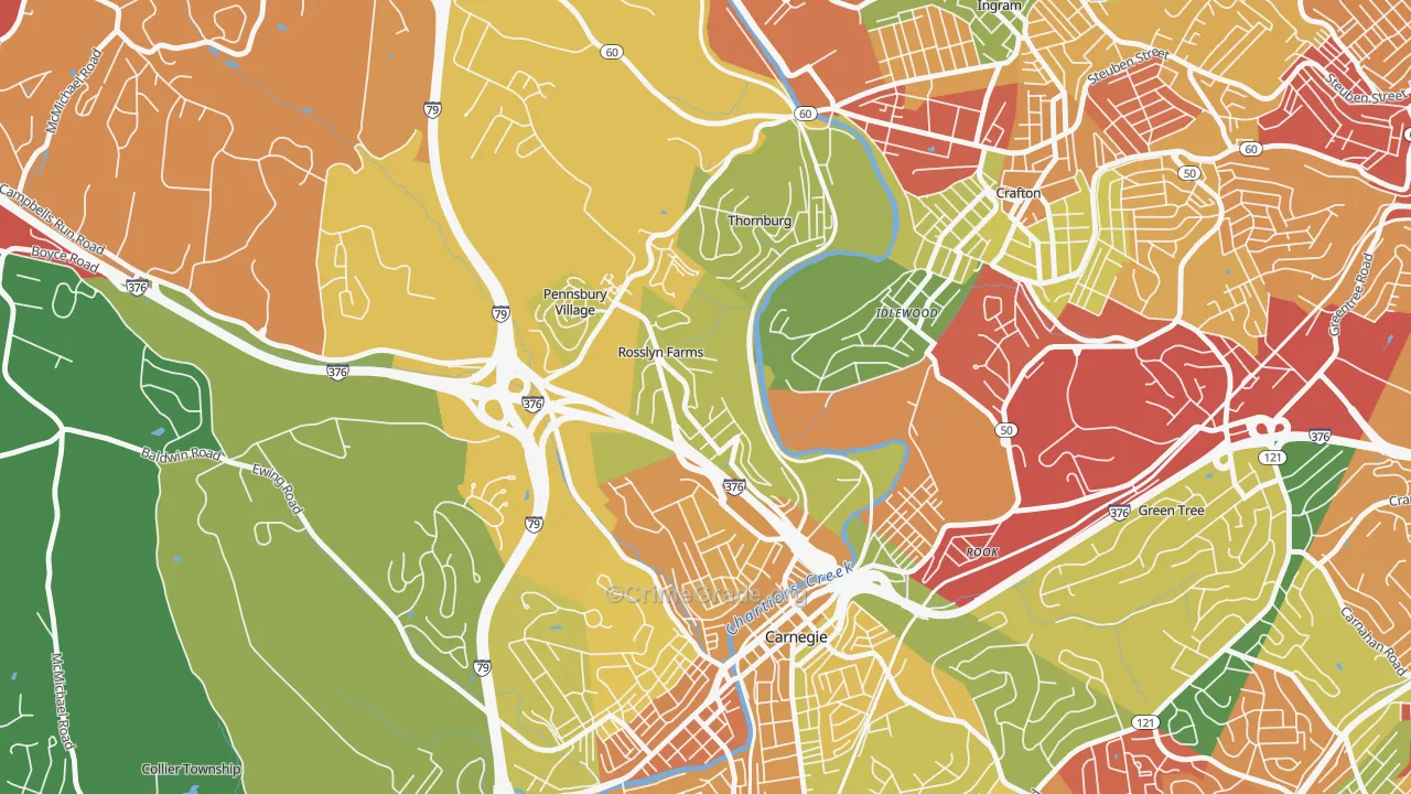 Rosslyn Farms, PA Map of Theft Rates