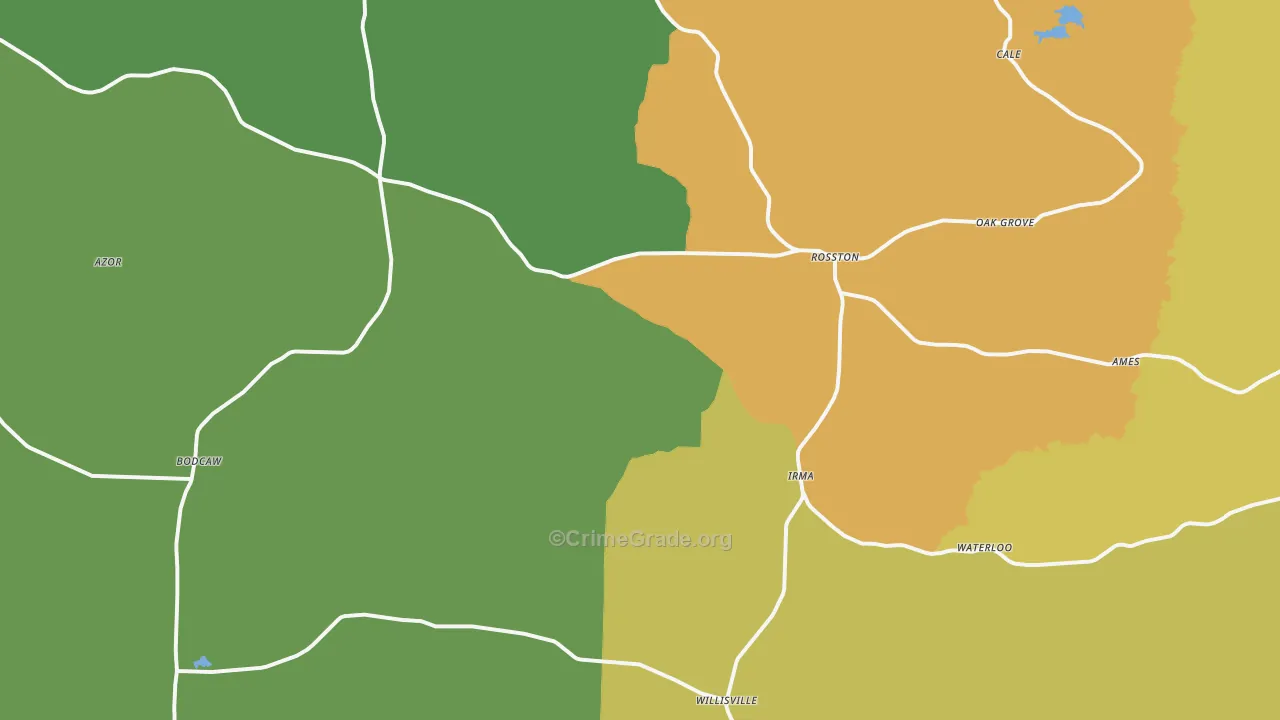 Rosston, AR Map of Theft Rates