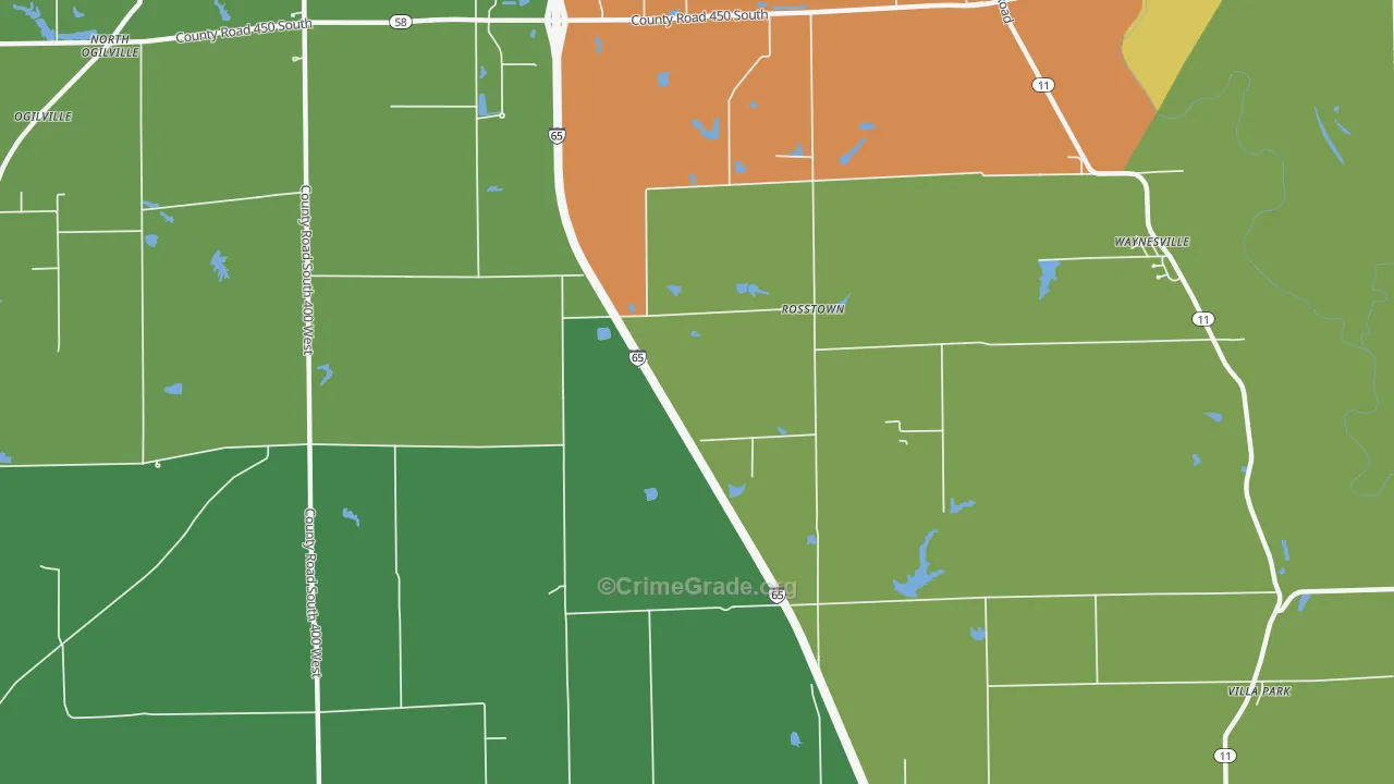 Rosstown, IN Map of Theft Rates