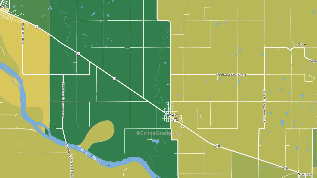 Rossville, KS Map of Theft Rates