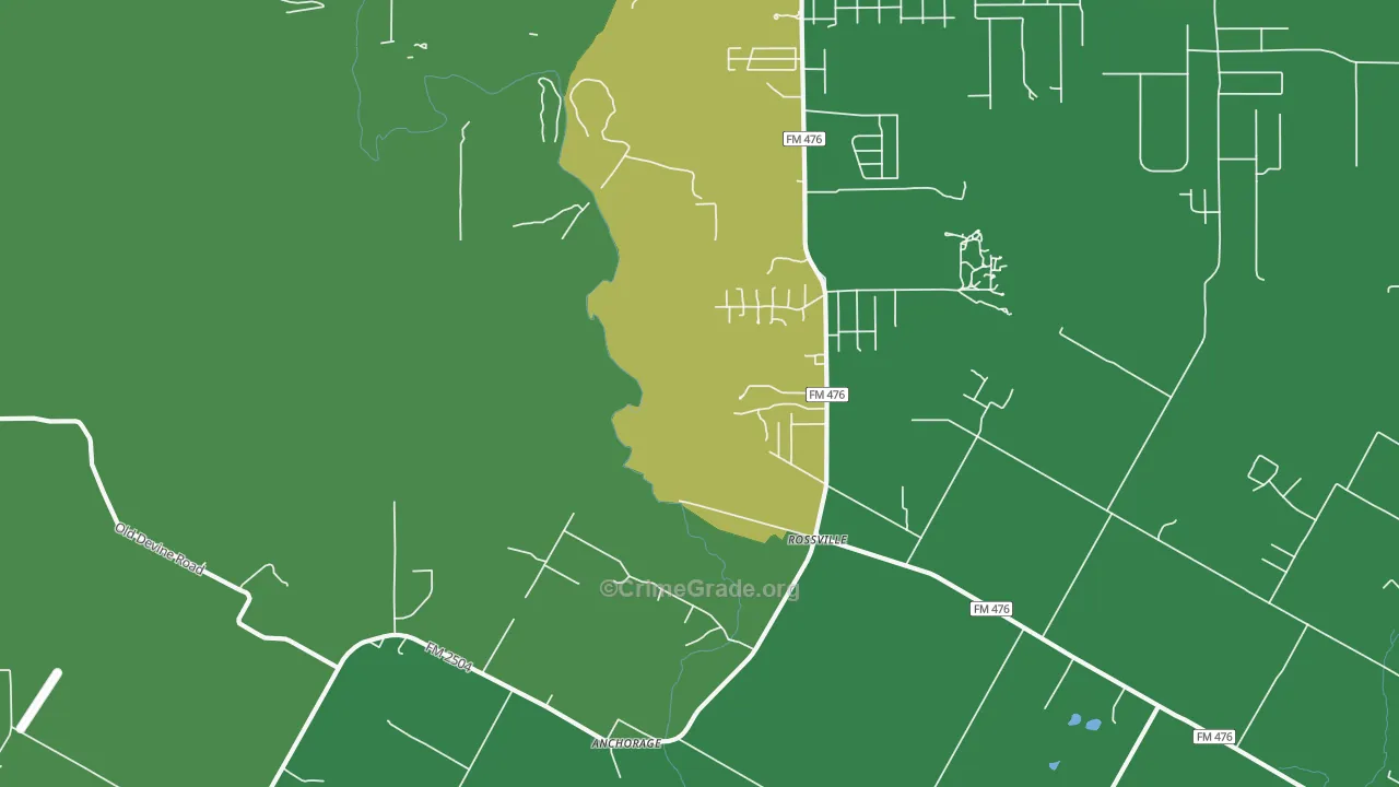 Rossville, TX Map of Theft Rates