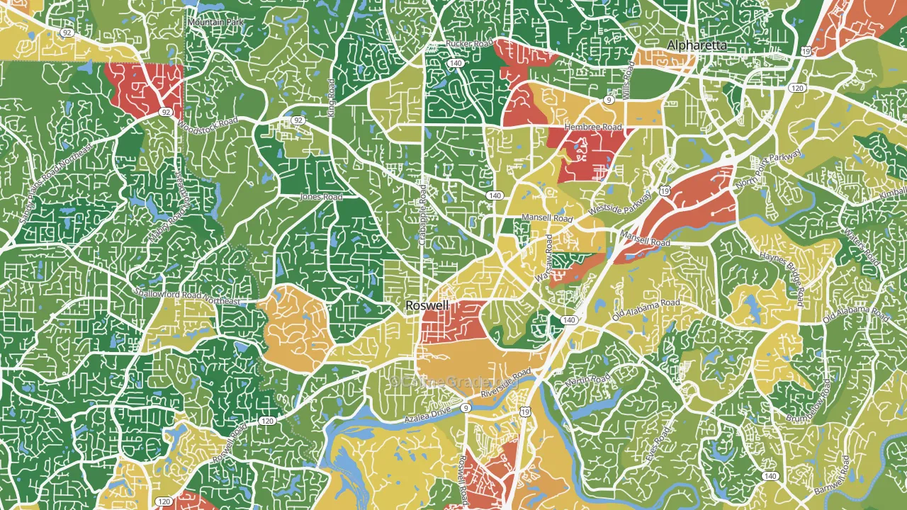 Roswell, GA Map of Theft Rates