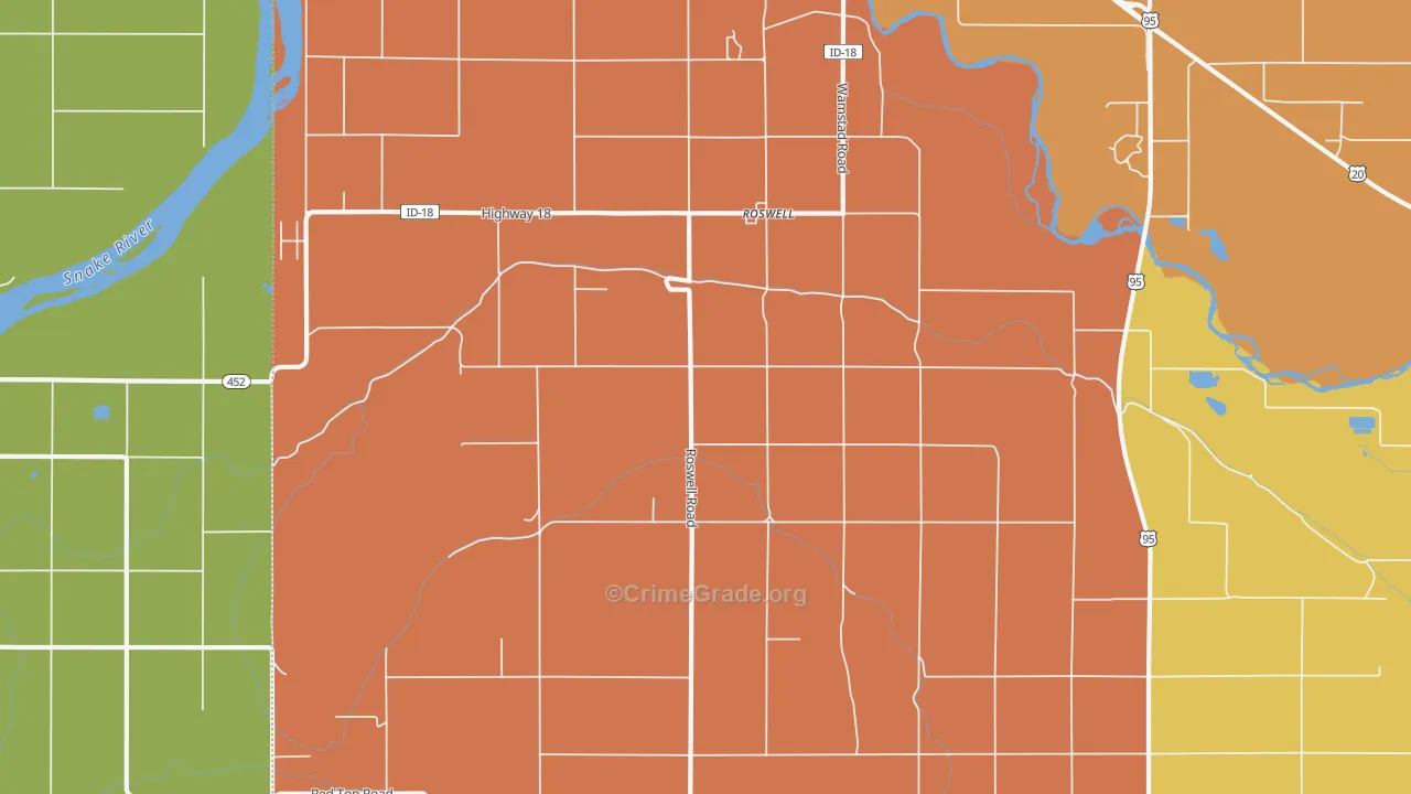 Roswell, ID Map of Theft Rates