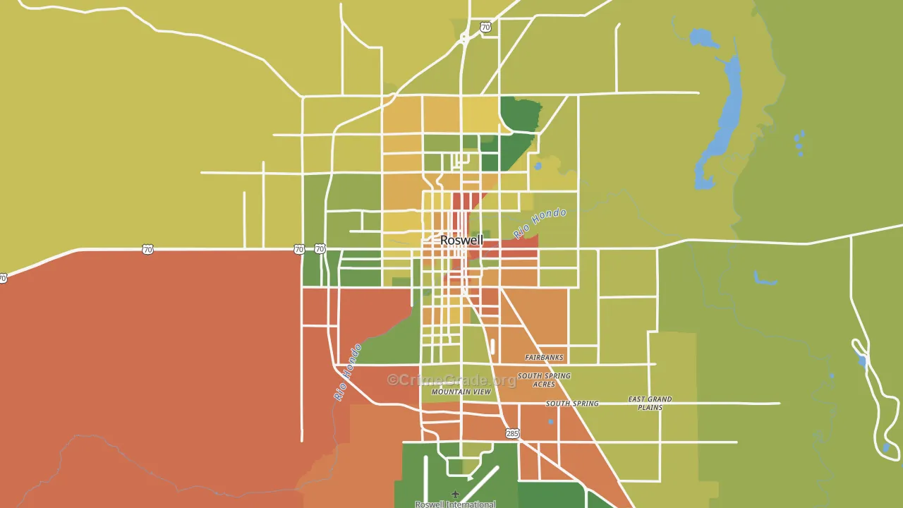 Roswell, NM Map of Theft Rates