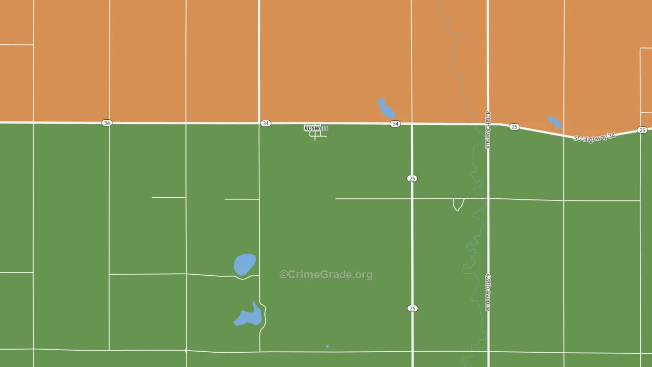 Roswell, SD Map of Theft Rates