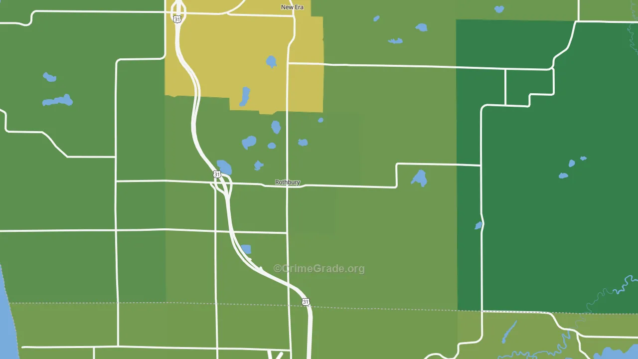 Rothbury, MI Map of Theft Rates
