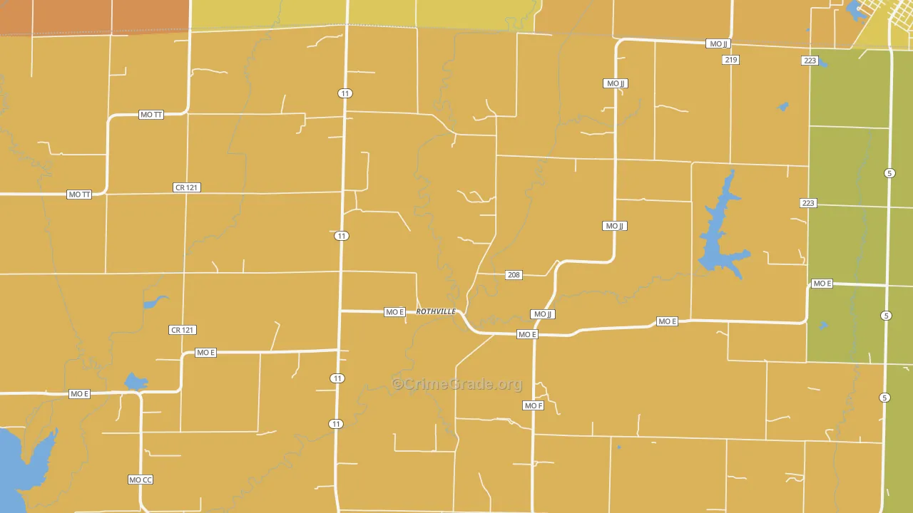 Rothville, MO Map of Theft Rates
