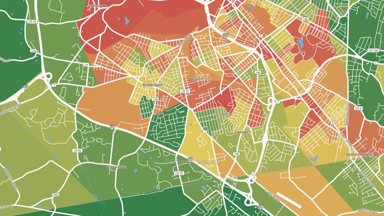 Rotterdam, NY Map of Theft Rates