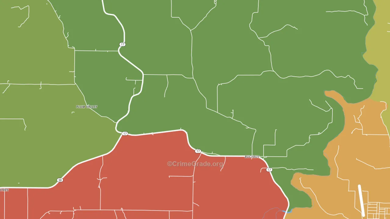 Roubidoux, MO Map of Theft Rates