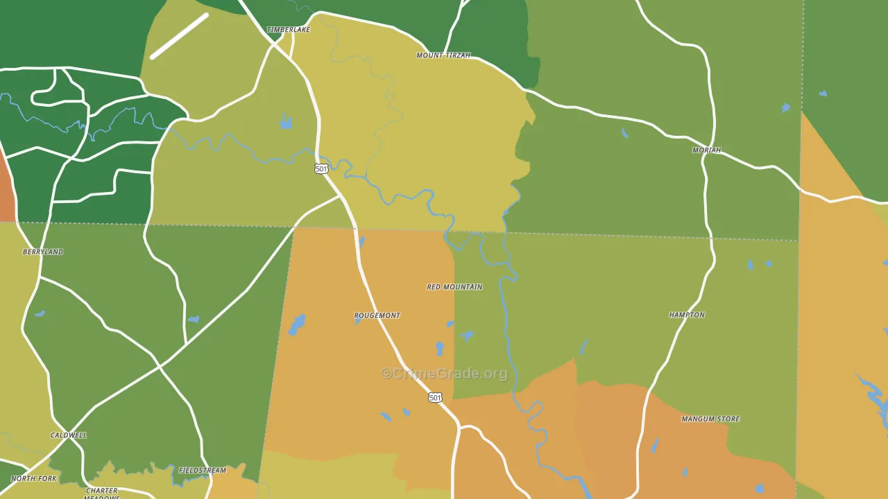 Rougemont, NC Map of Theft Rates
