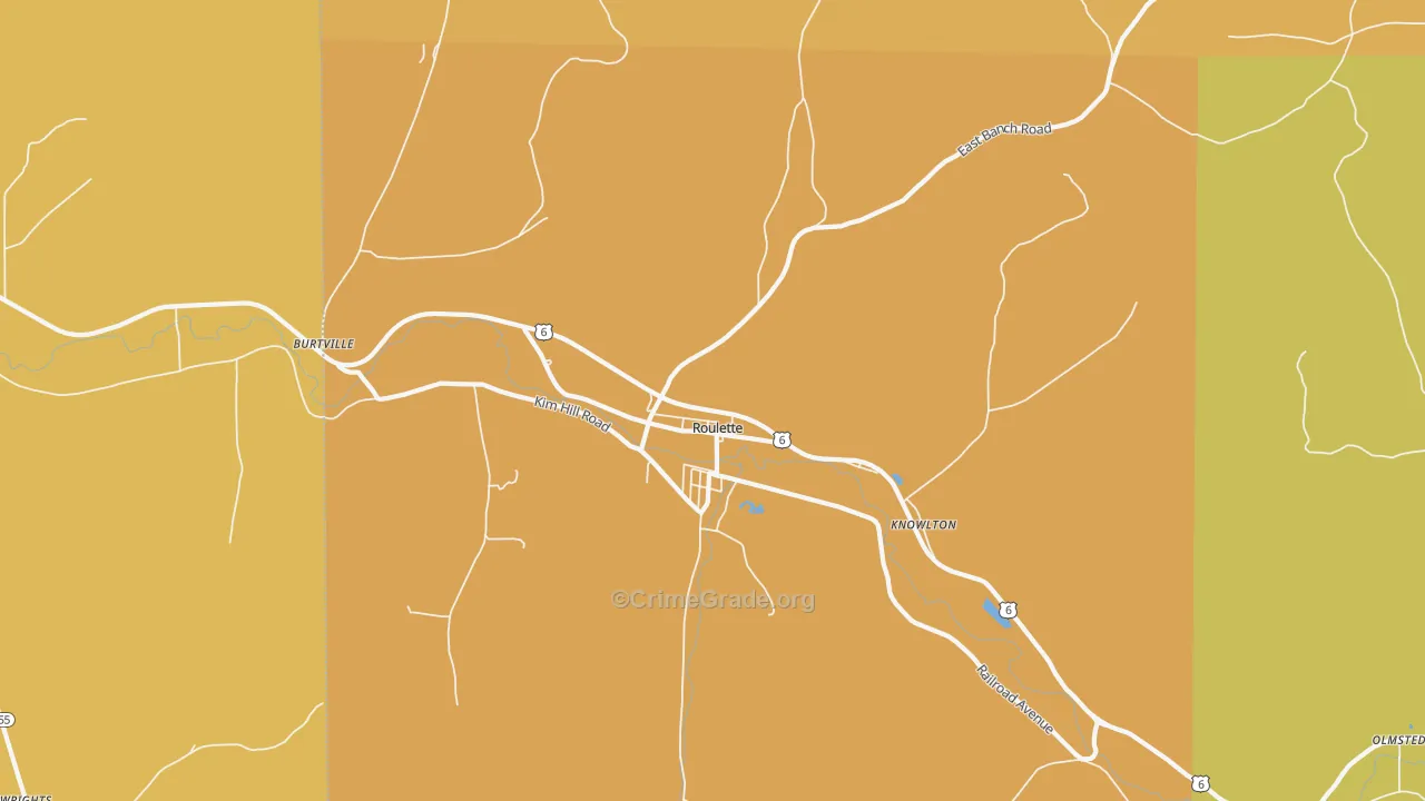 Roulette, PA Map of Theft Rates