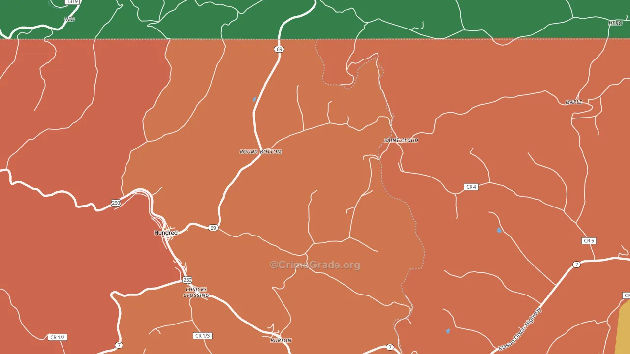 Round Bottom, WV Map of Theft Rates