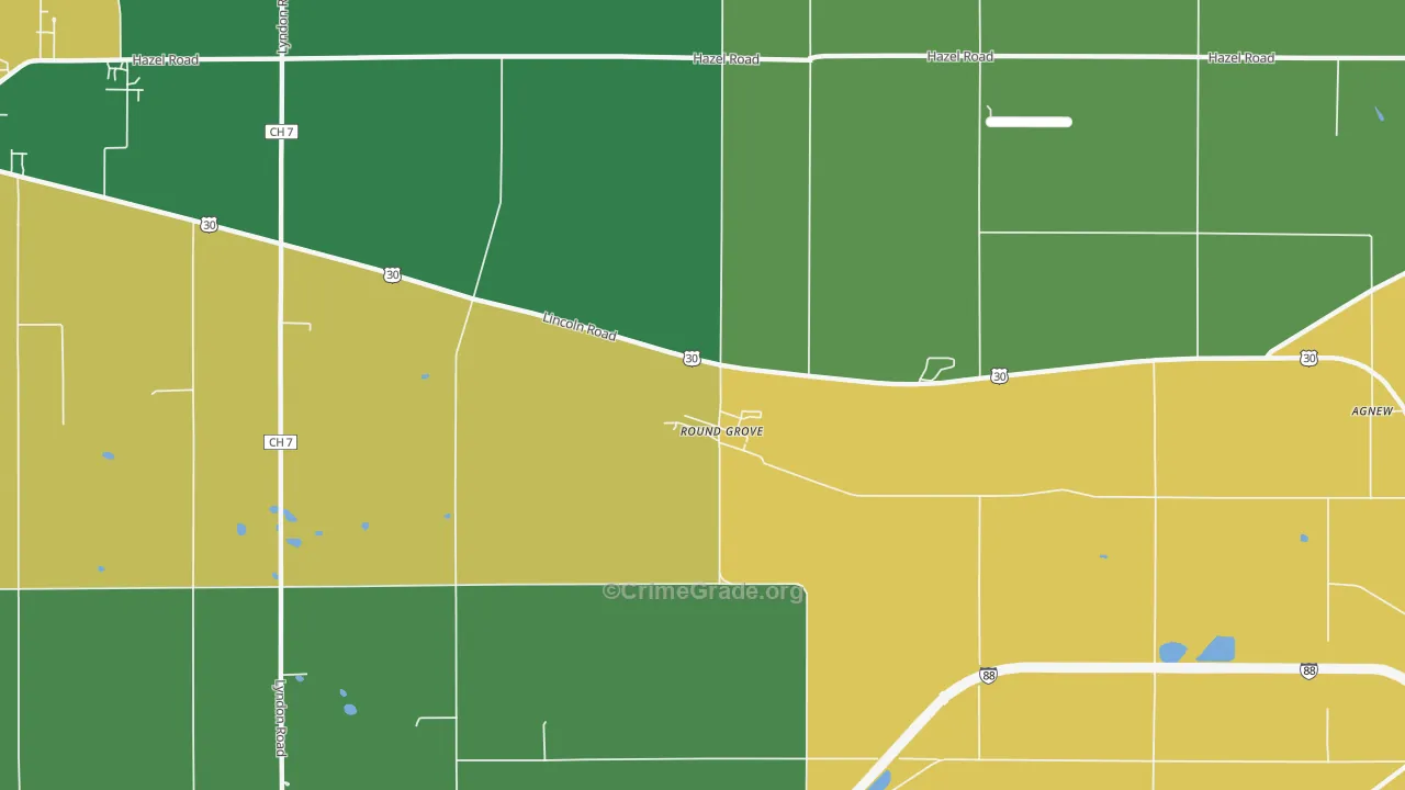 Round Grove, IL Map of Theft Rates