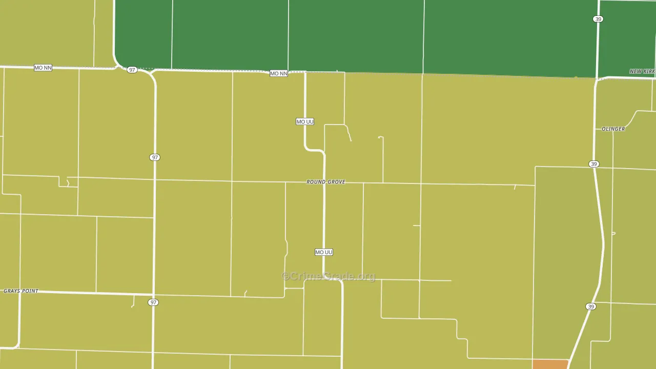 Round Grove, MO Map of Theft Rates