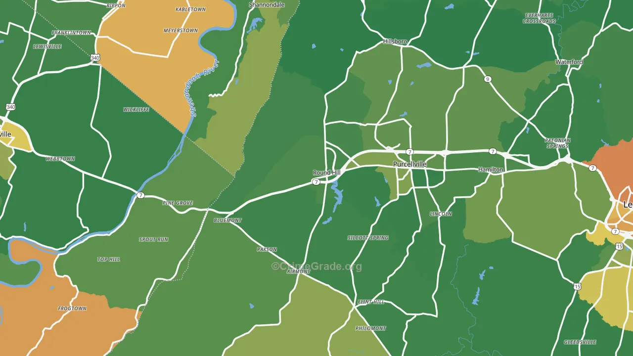 Round Hill, VA Map of Theft Rates