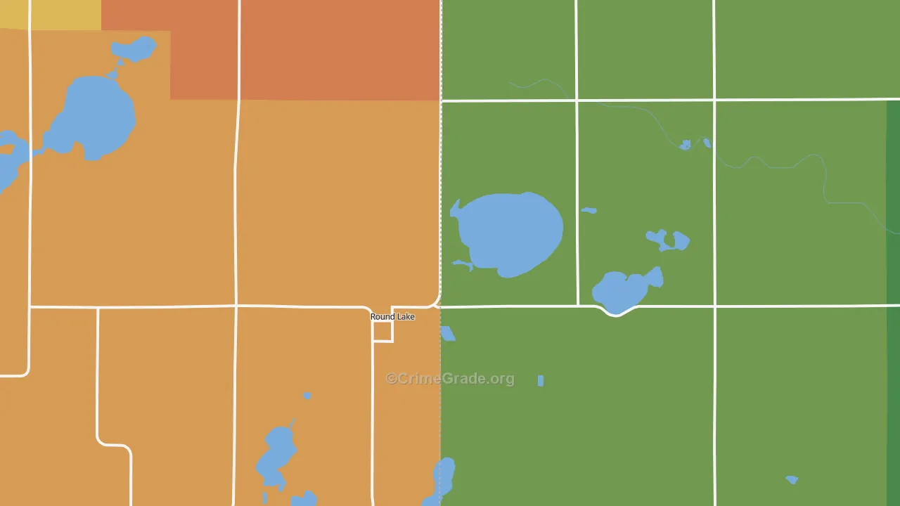 Round Lake, MN Map of Theft Rates