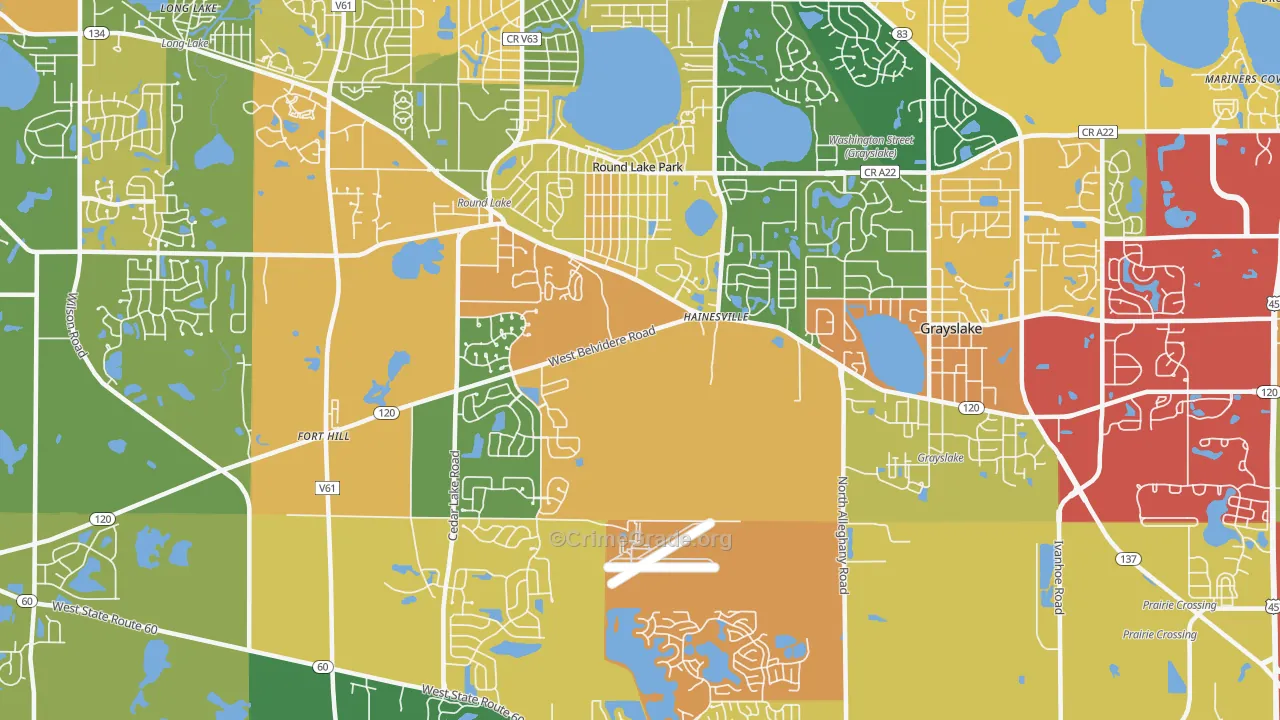 Round Lake Park, IL Map of Theft Rates