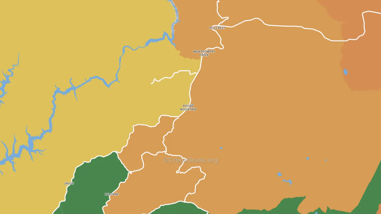 Round Mountain, CA Map of Theft Rates