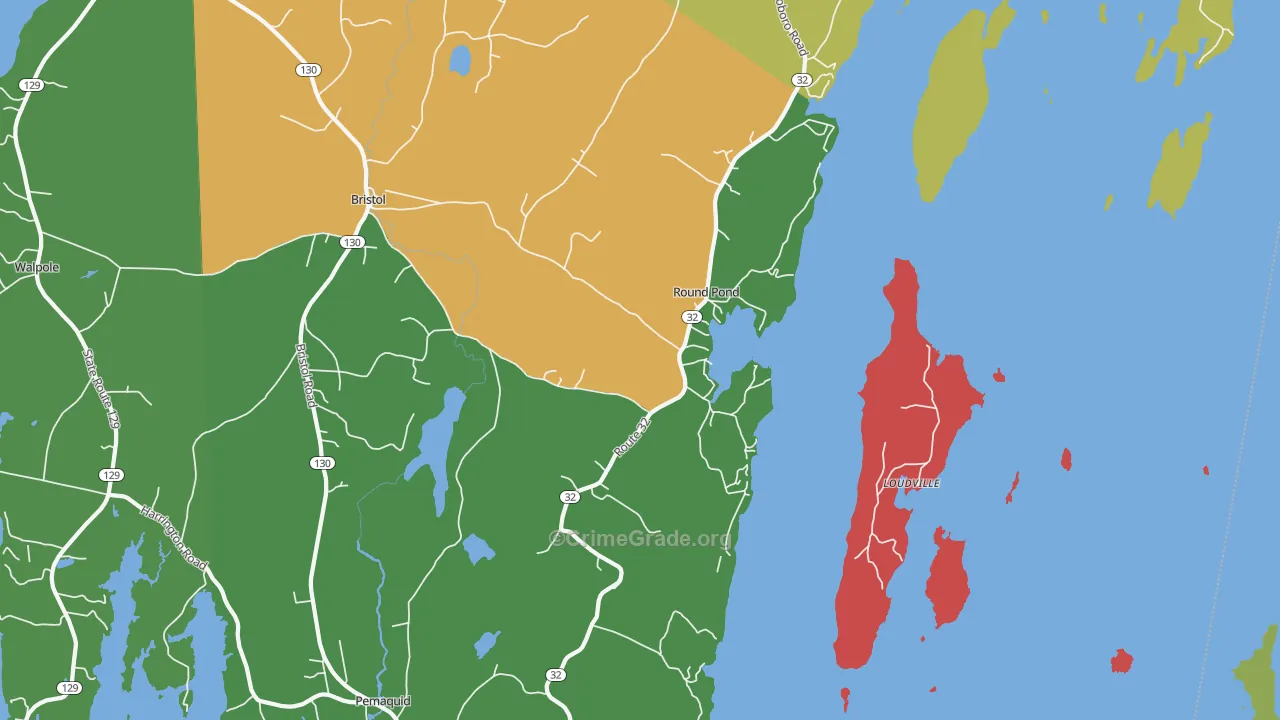 Round Pond, ME Map of Theft Rates