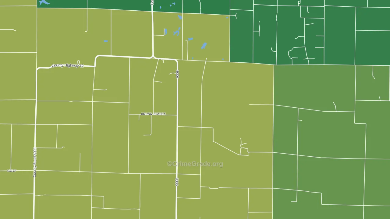 Round Prairie, IL Map of Theft Rates
