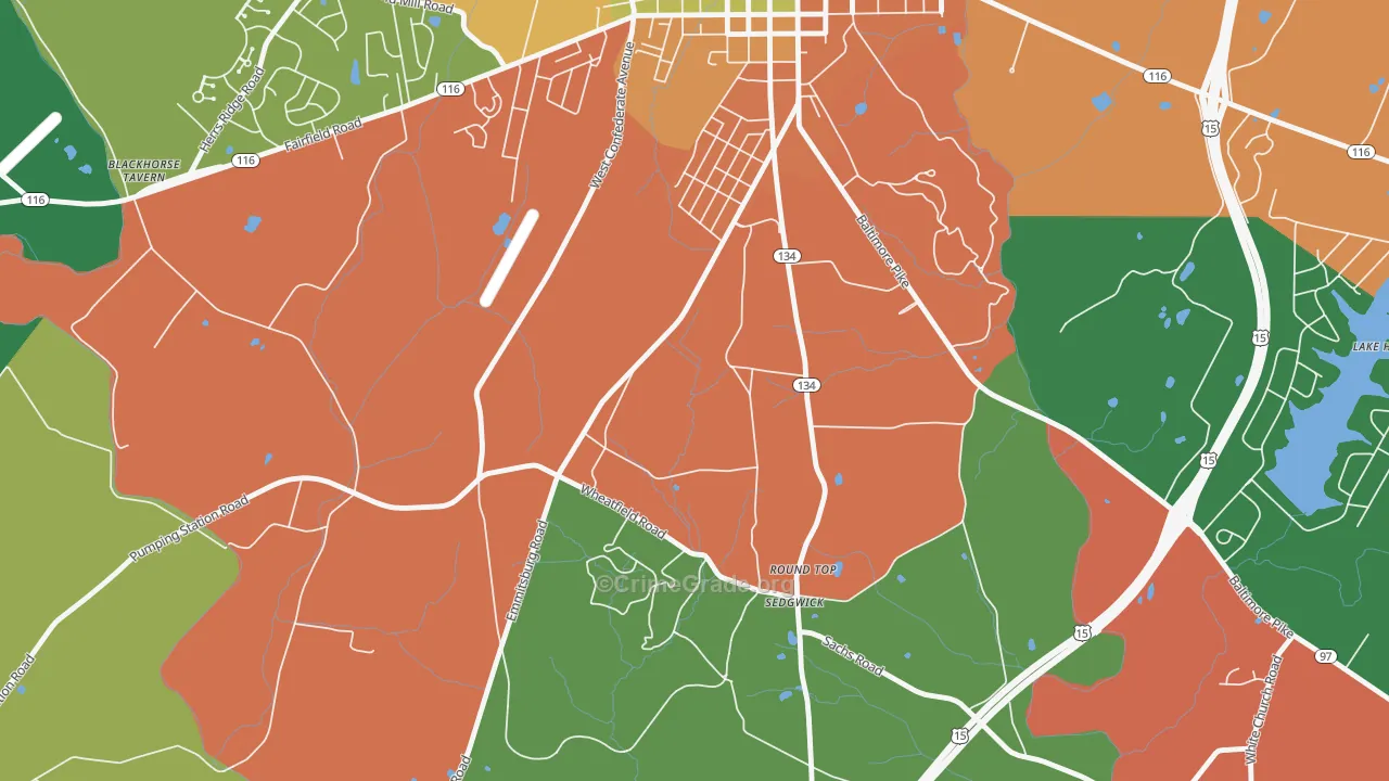 Round Top, PA Map of Theft Rates