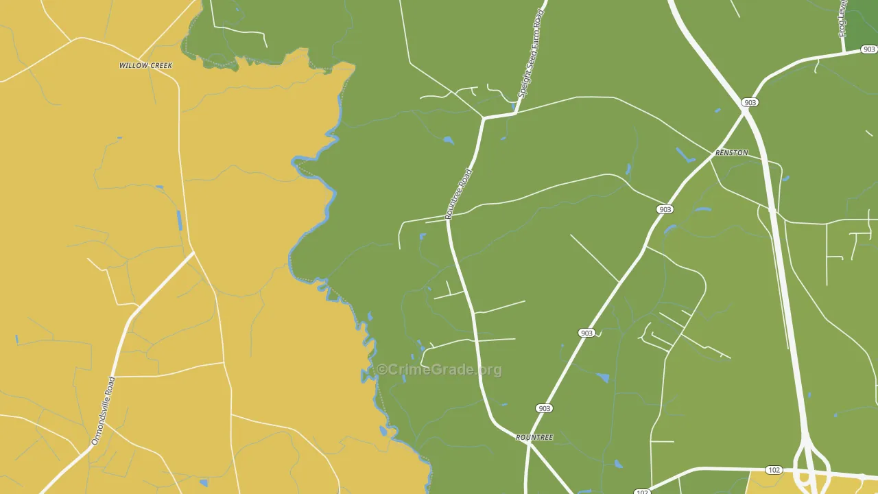 Rountree, NC Map of Theft Rates