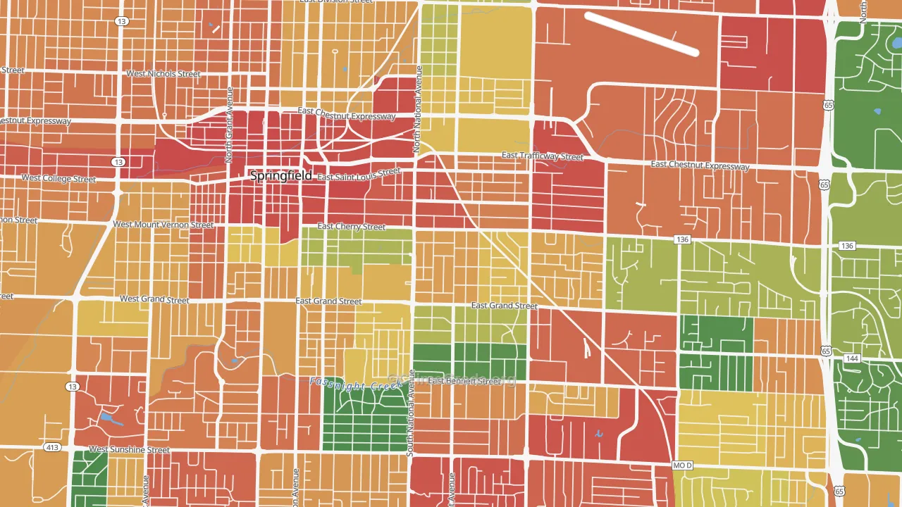 Rountree, Springfield, MO Map of Theft Rates