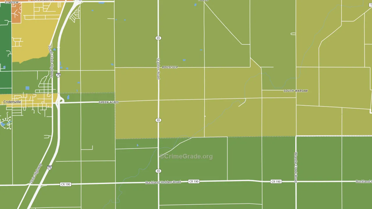 Rousculp, OH Map of Theft Rates