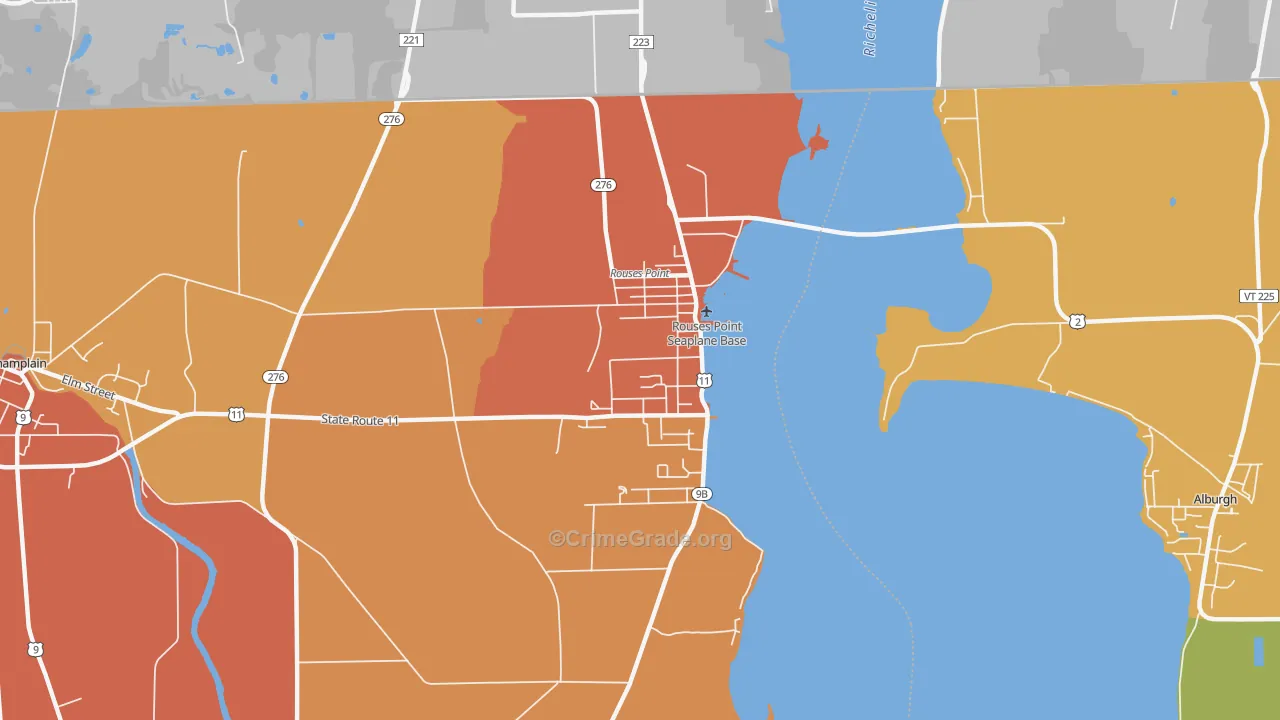 Rouses Point, NY Map of Theft Rates