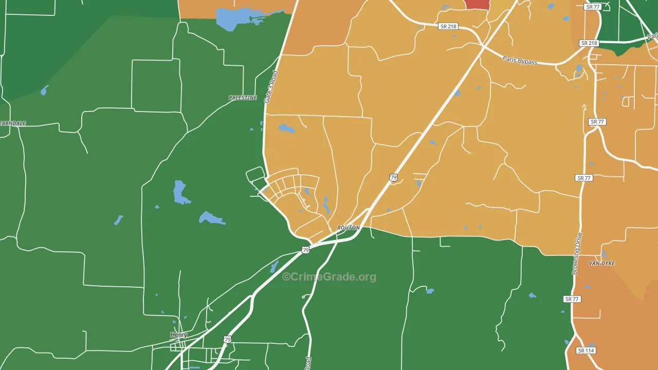 Routon, TN Map of Theft Rates