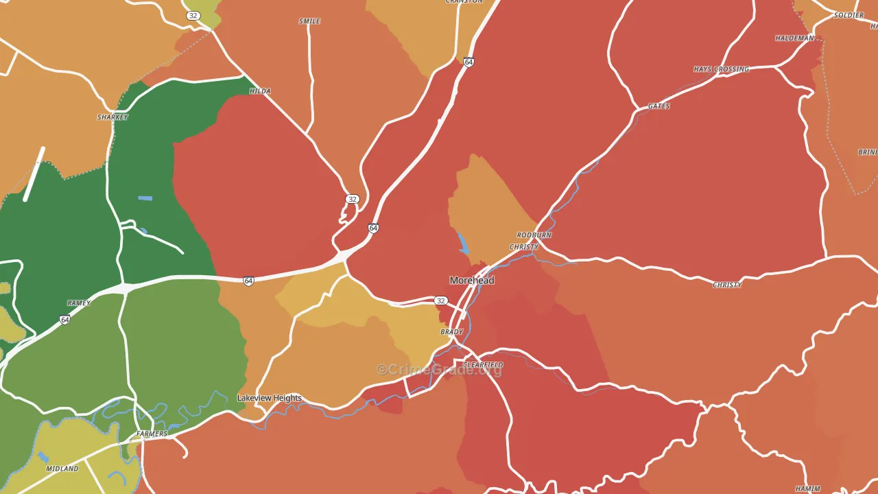 Rowan County, KY Map of Theft Rates