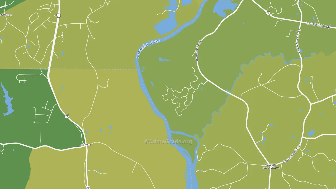 Rowell, SC Map of Theft Rates